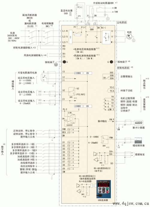 富士變頻器接線端子圖，富士變頻器接線圖圖解