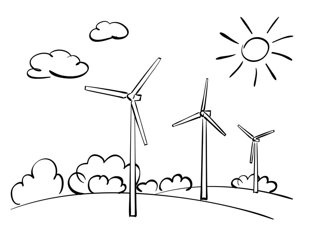 風力發電機圖片簡筆畫，風力發電機圖片大全